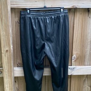 Black Faux Leather Joggers